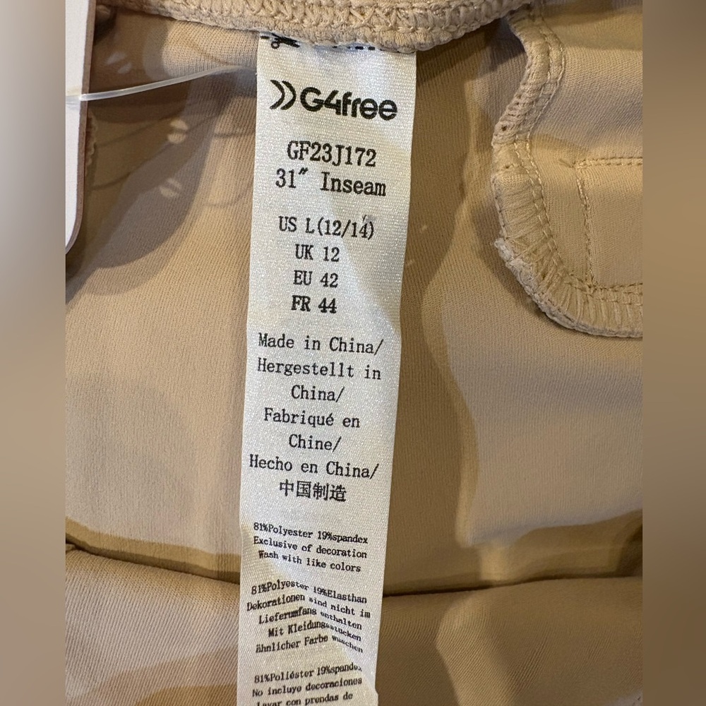 NWT G4Free Sz L EverGoing Loose High-Waist Business Casual Pants Light Khaki Tan - Picture 12 of 14